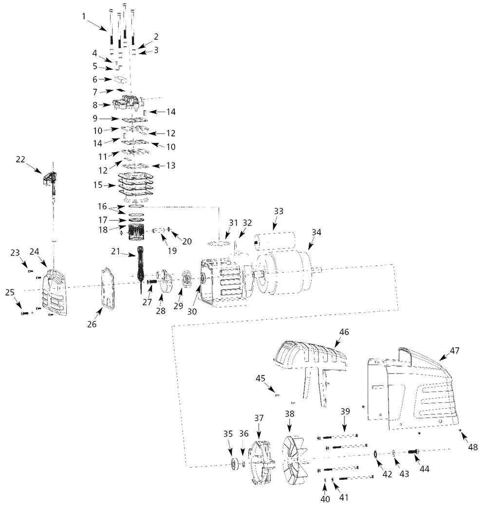Pump Parts Diagram and Parts List for HL300000AV  Campbell Hausfeld Compressor